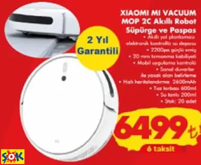 XİAOMİ Mİ VACUUM MOP 2C AKILLI ROBOT SÜPÜRGE VE PASPAS XİAOMİ Mİ VACUUM MOP 2C AKILLI ROBOT SÜPÜRGE VE PASPAS